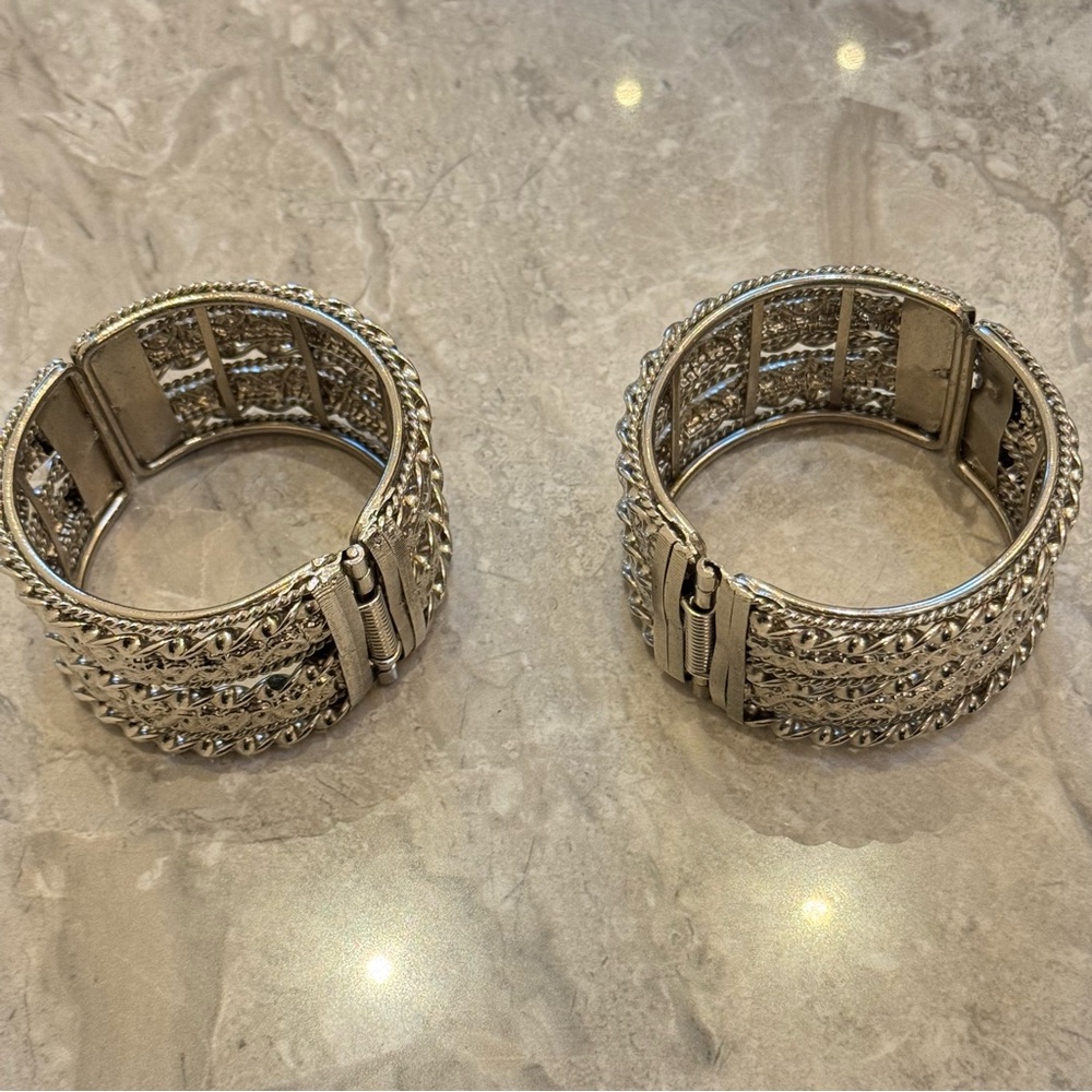 Silver Textured Cuff Bracelets - Picture 3 of 3